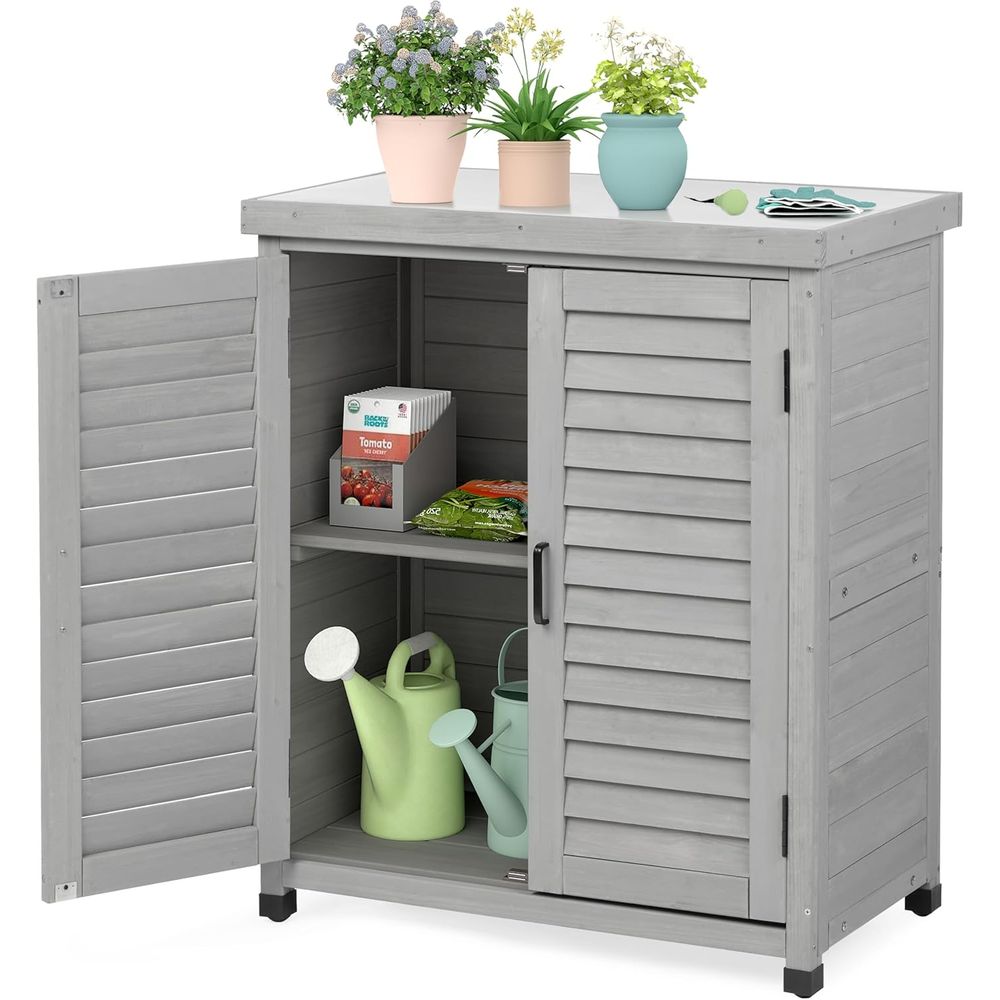 Outdoor Furniture Bench - خزانة تخزين خارجية وطاولة عمل للحدائق