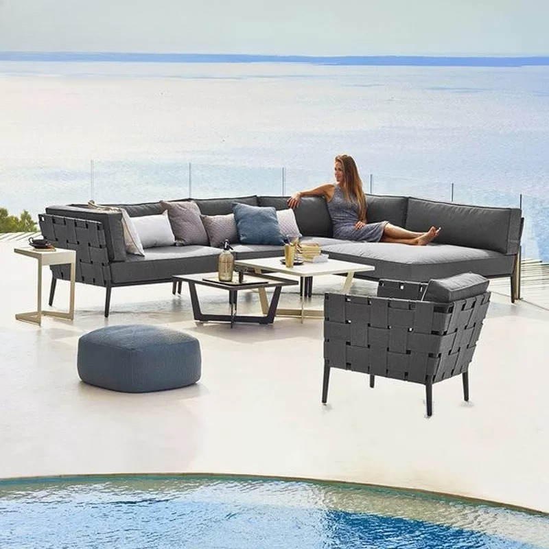 Outdoor Furniture Rattan - مجموعة أريكة خارجية مع طاولة قهوة،
