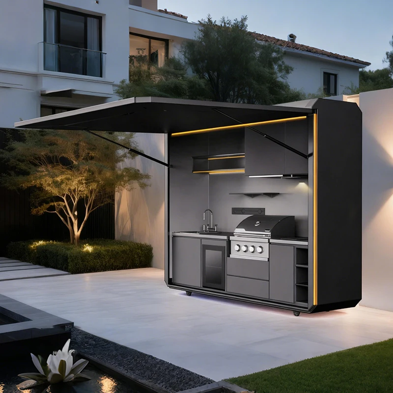 Outdoor Furniture Kitchener - جزيرة مطبخ عصرية مخصصة مع صنبور،
