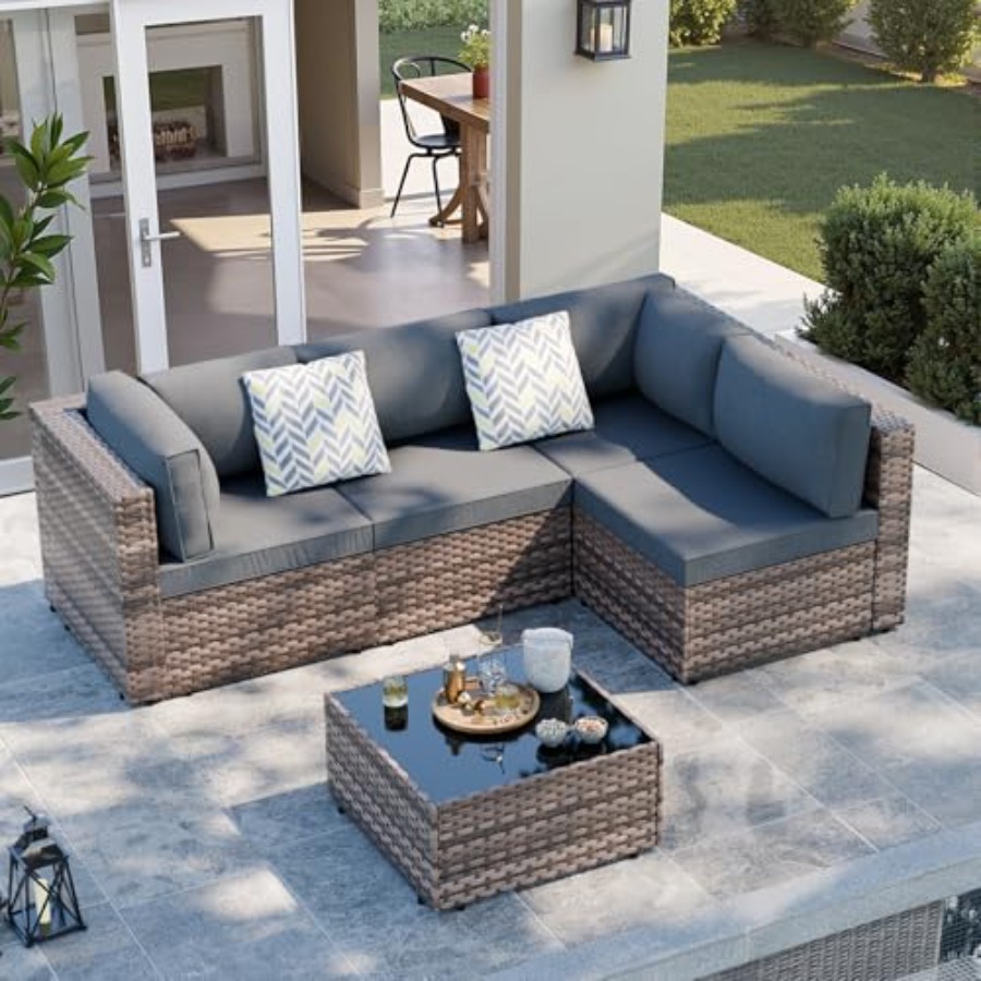 Outdoor Furniture Rattan - طقم أثاث فناء مكون من 5