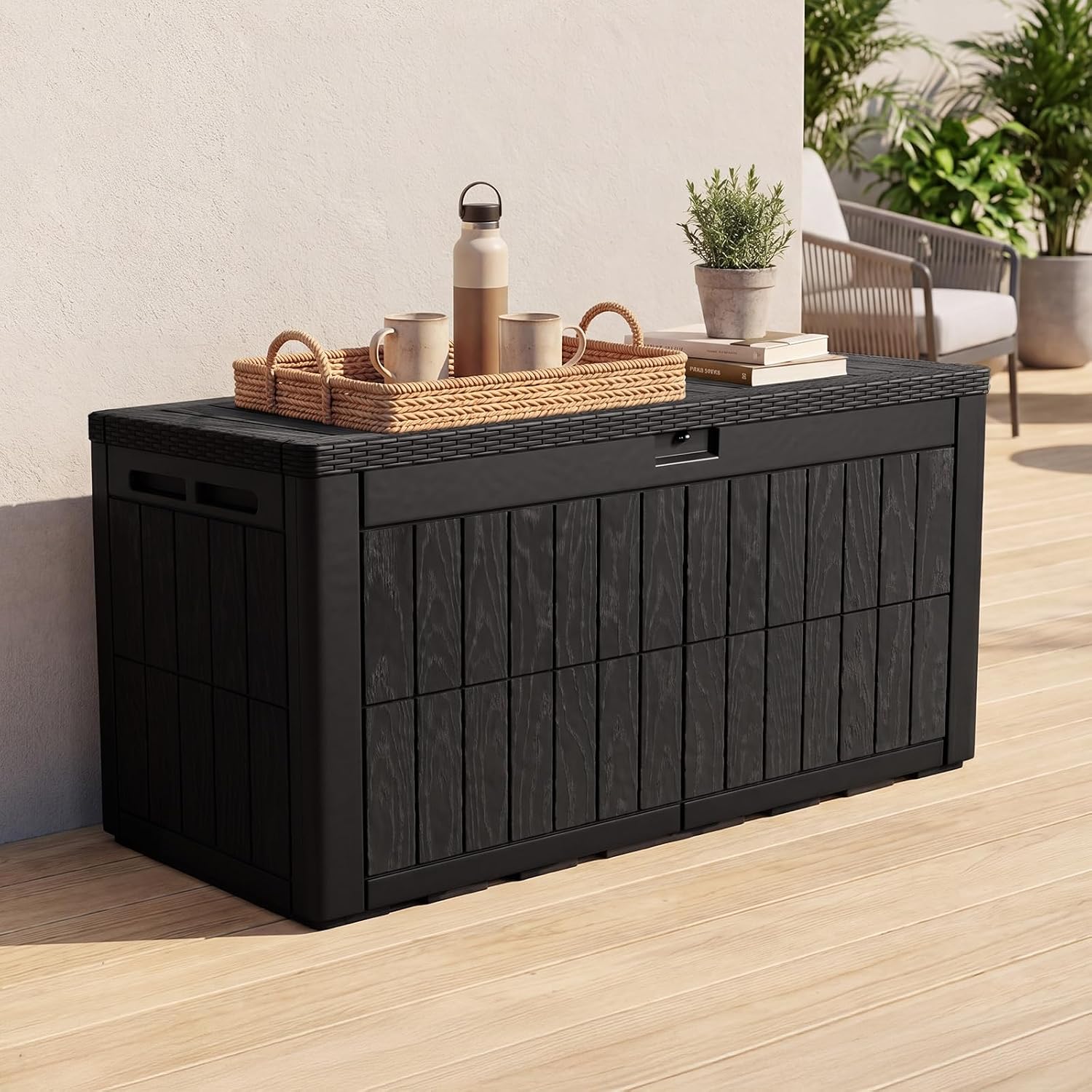 صندوق تخزين خارجي كبير سعة 120 - مراجعة Outdoor Furniture Bench وسعره