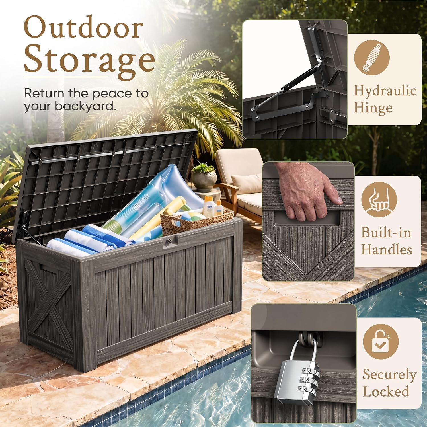 صندوق تخزين كبير بسعة 120 جالو - مراجعة Outdoor Furniture Bench وسعره