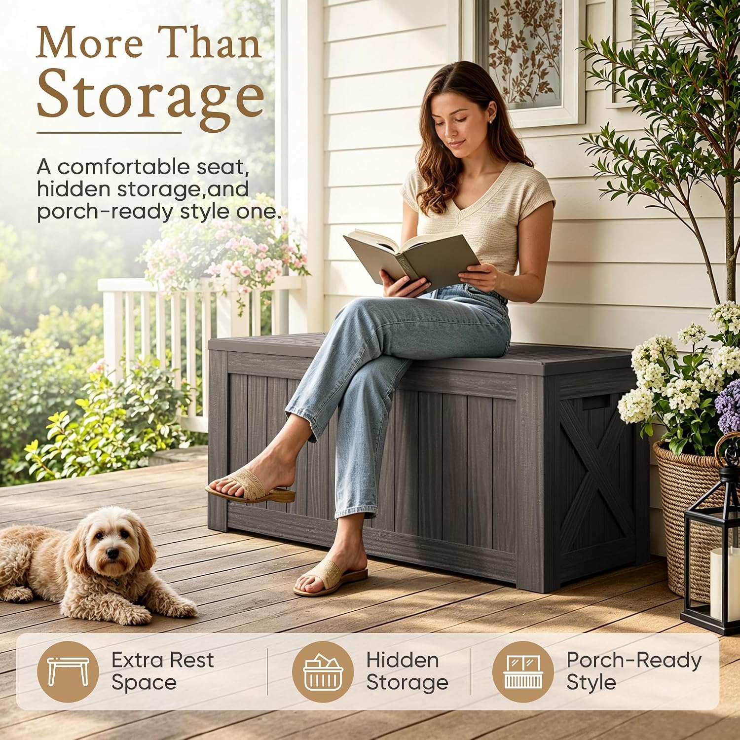 صندوق تخزين كبير بسعة 120 جالو - مراجعة Outdoor Furniture Bench وسعره