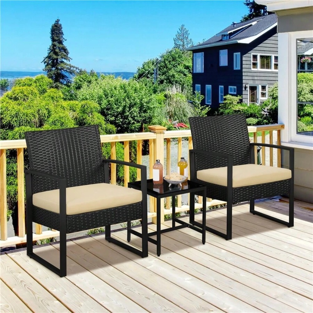 طقم أثاث خارجي من 3 قطع مصنوع  - مراجعة Outdoor Furniture Rattan وسعره
