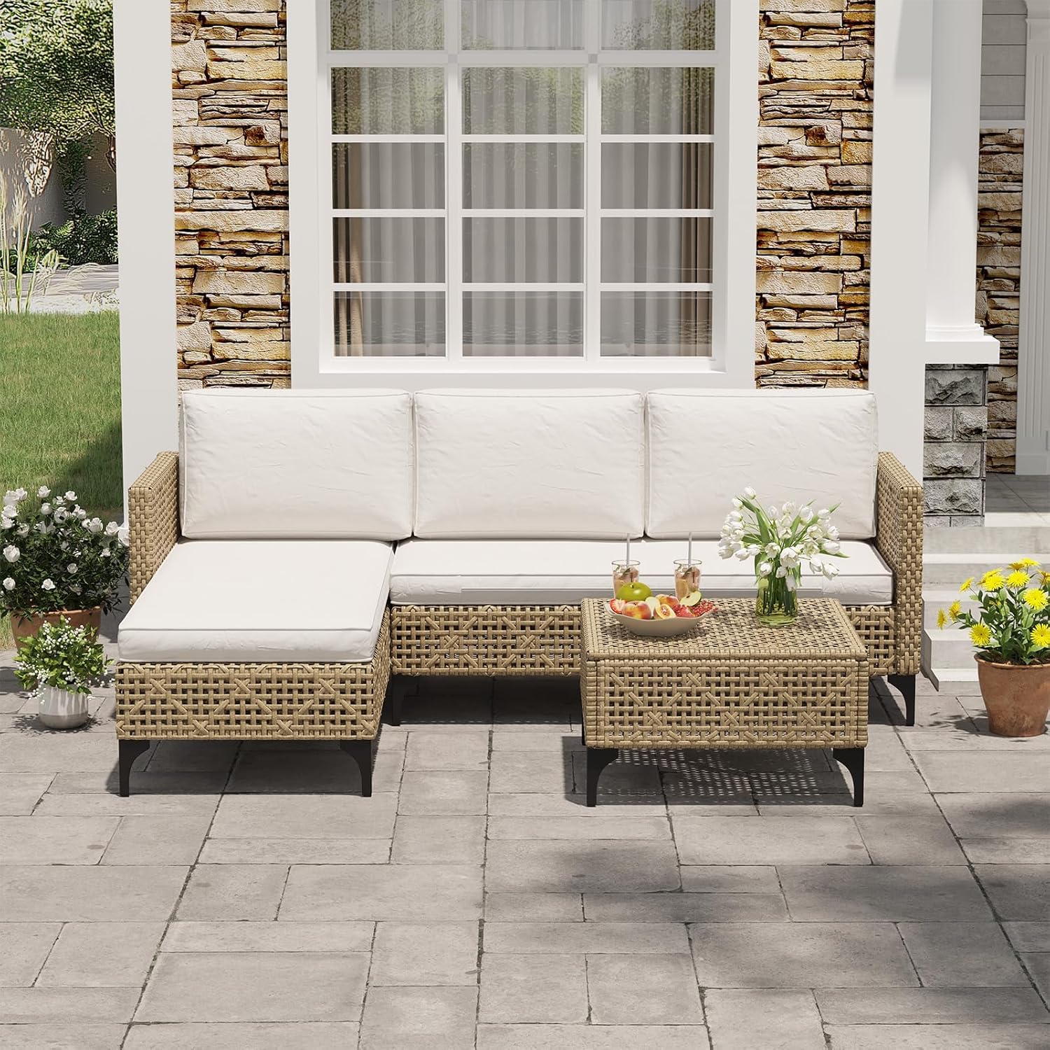 طقم أريكة من 3 قطع مصنوع من ال - مراجعة Outdoor Furniture Rattan وسعره