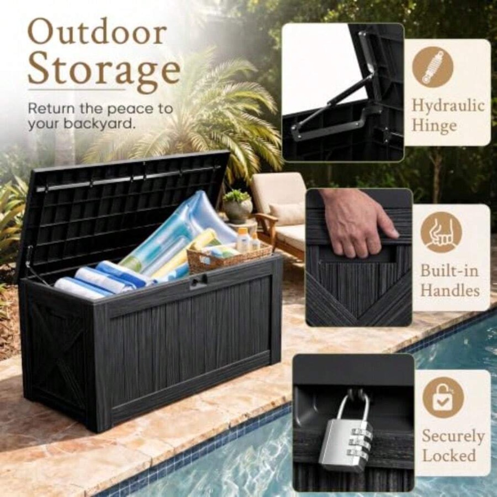 صندوق تخزين خارجي بسعة 120 جال - مراجعة Outdoor Furniture Bench وسعره